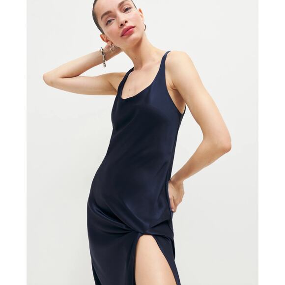 NWT Reformation Bevini High Slit Midi Dress Sleeveless V-Neck Danube sz M - Picture 5 of 9